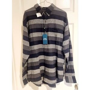 Natural Blue By Visitor Shirt Mens L Navy Blue Grey Plaid Flannel Long Sleeve